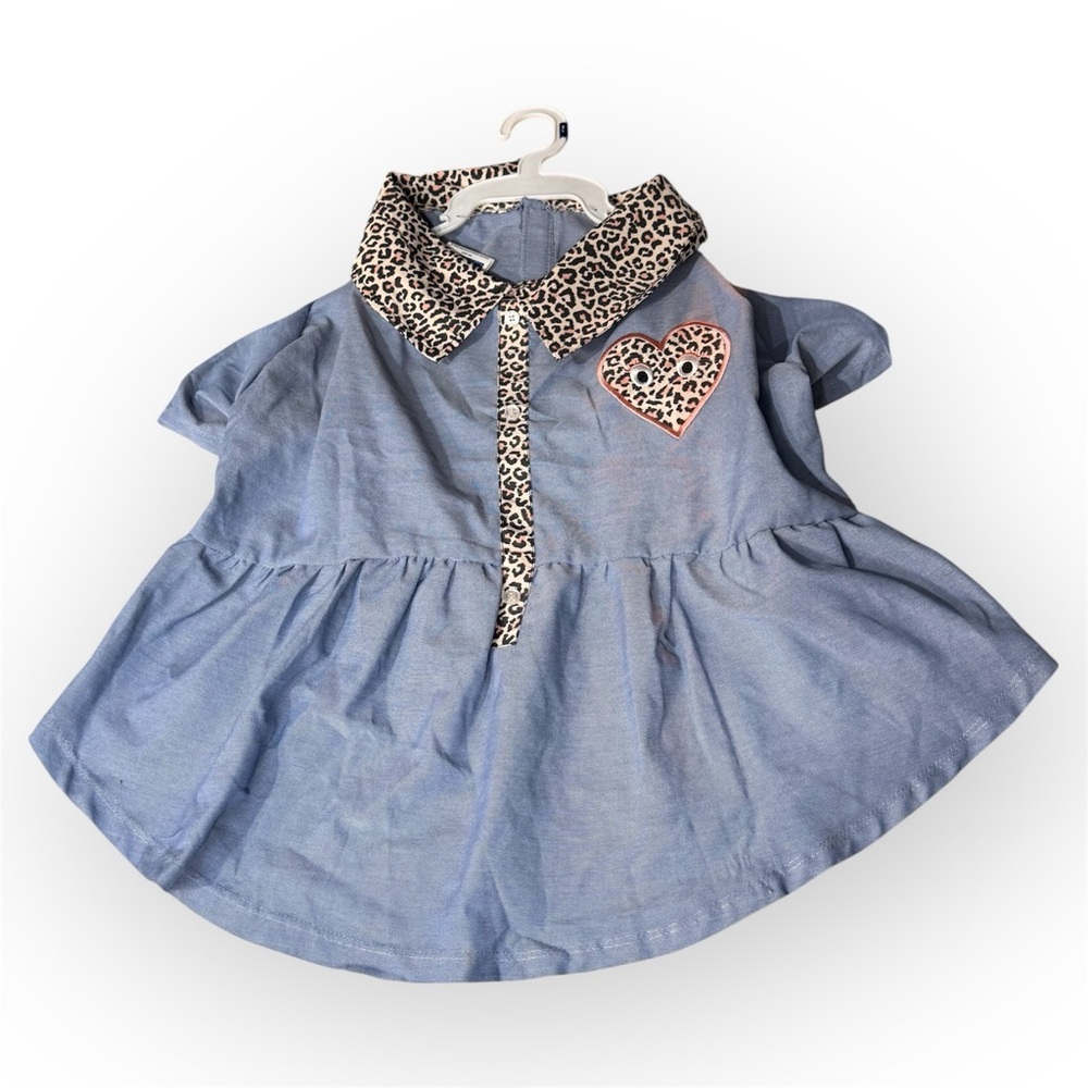 TOP PAW Denim with Cheetah Print Dog Dress~X Large~